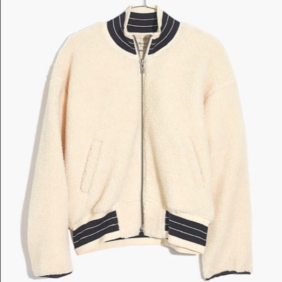 Madewell Sherpa Varsity Bomber Jacket